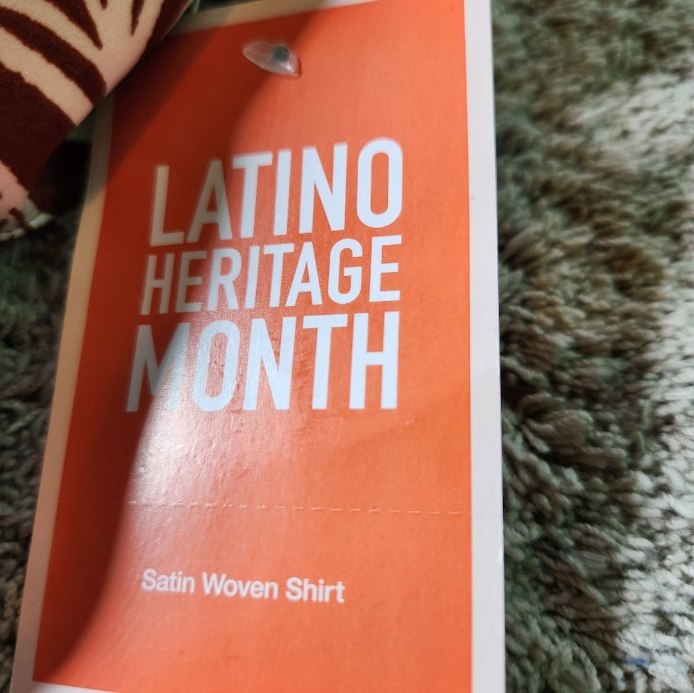Latino Heritage Month Women's Long Sleeve Button-Down Shirt - Brown M - Picture 15 of 16